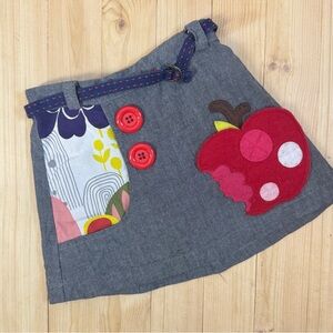 Decafplush Blue Skirt with Red Apple Patch. Great Condition. 12/18 months
